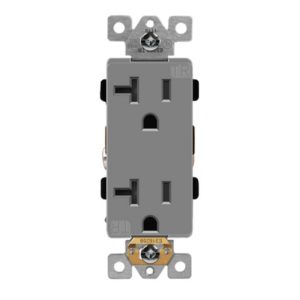 Enerlites 63200-TR-GY Industrial Grade Heavy Duty 20A Decorator Tamper Resistant Receptacle, 5-20R, Gray