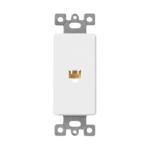Enerlites 6501-W Molded-in Voice And Audio/Video One RJ11 Jack, 4-Position, 4-Conductor, White