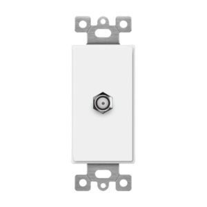 Enerlites 6505-W Molded-in Voice And Audio/Video Single F-Type Connector Wall Jack Female to Female, White