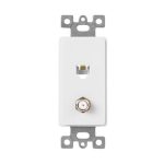 Enerlites 6507-W Molded-in Voice And Audio/Video Combination Wall Jacks, White