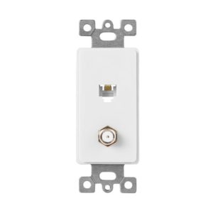 Enerlites 6507-I Molded-in Voice And Audio/Video Combination Wall Jacks, Ivory