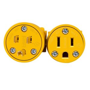 Enerlites 66202-Y 15 Amp 125 Volt 60 Hz Straight Blade Plug and Connector Combo NEMA 5-15P/R