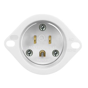 Enerlites 66203-W Straight Blade Flanged Inlet, 15A, 5-15PFI