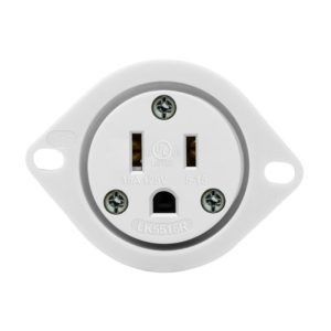 Enerlites 66204-W Straight Blade Flanged Outlet, 15A, 5-15RFO
