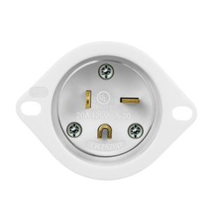 Enerlites 66213-W Straight Blade Flanged Inlet, 20A, 5-20PFI
