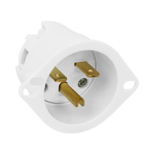 Enerlites 66223-W Straight Blade Flanged Inlet, 15A, 6-15PFI
