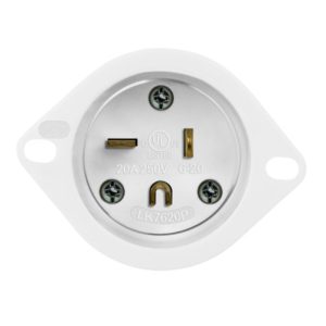 Enerlites 66233-W Straight Blade Flanged Inlet, 20A, 6-20PFI