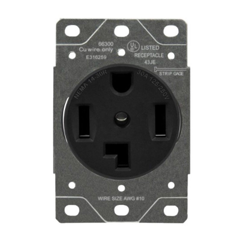 Enerlites 66300-BK Industrial Grade Flush Mount Receptacle, 30A, 14-30R