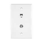 Enerlites 6641-I Telephone And CATV Jacks 1-Gang F-Type/One RJ11 Jack 6-Position 4-Conductor, Ivory