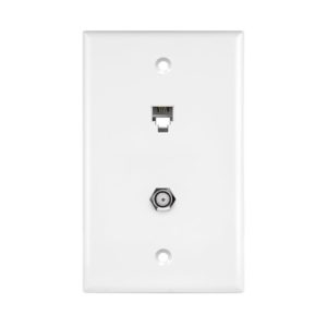Enerlites 6641-W Telephone And CATV Jacks 1-Gang F-Type/One RJ11 Jack 6-Position 4-Conductor, White