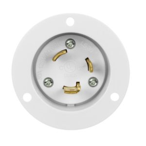 Enerlites 66453-W Locking Flanged Inlet, 30A, L5-30PFI