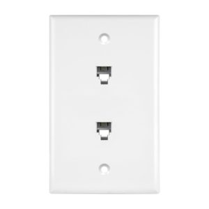 Enerlites 6651-W Duplex Phone Jack Wall Plate 1 Gang 2 Modular with 6-Position 4-Conductor RJ11, White