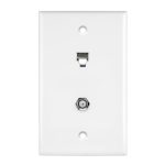 Enerlites 6661-I Telephone And CATV Jacks 1-Gang F-Type/One RJ11 Jack 6-Position 6-Conductor, Ivory