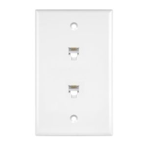 Enerlites 6671-I Duplex Phone Jack Wall Plate 1 Gang 2 Modular with 6-Position 6-Conductor RJ11, Ivory