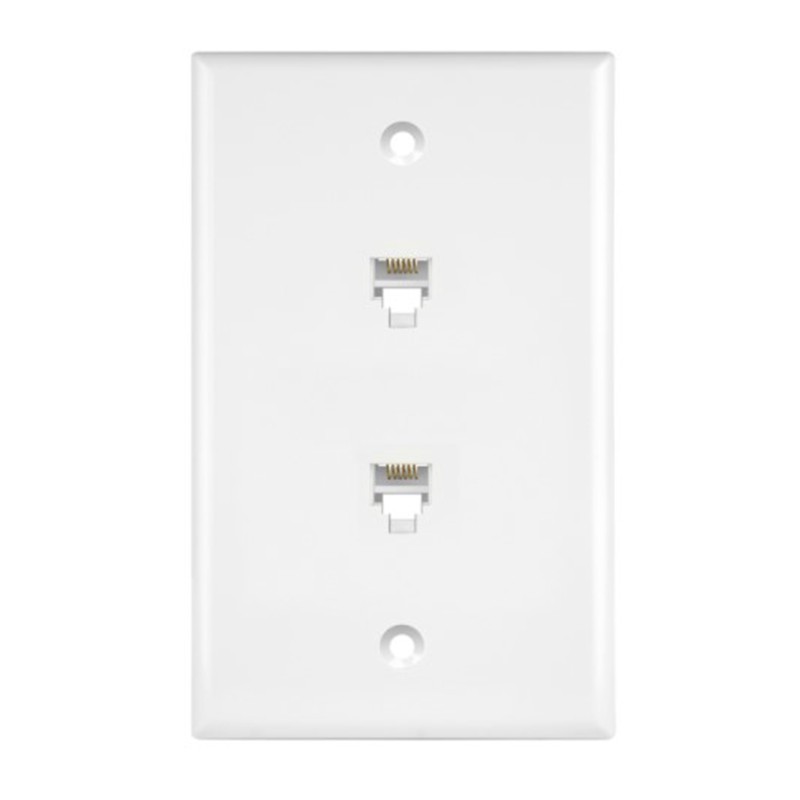 Enerlites 6671-I Duplex Phone Jack Wall Plate 1 Gang 2 Modular with 6-Position 6-Conductor RJ11, Ivory