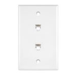 Enerlites 6671-W Enerlites Duplex Phone Jack Wall Plate 1 Gang 2 Modular with 6-Position 6-Conductor RJ11, White