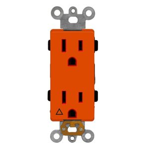 Enerlites 68150-O Hospital Grade 15A Duplex Receptacle, 5-15R, Orange