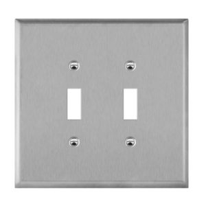 Enerlites 7712O Toggle Switch Two-Gang Metal Wall Plate, Oversize