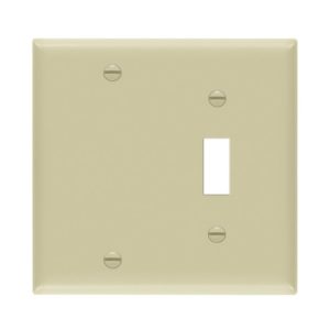 Enerlites 880111-I Combination Two-Gang Wall Plate - Blank and Toggle, Ivory