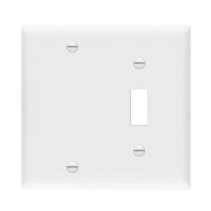 Enerlites 880111-W Combination Two-Gang Wall Plate - Blank and Toggle, White