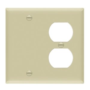 Enerlites 880121-I Combination Two-Gang Wall Plate - Blank and Duplex Receptacle, Ivory