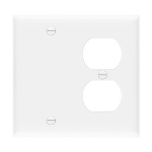 Enerlites 880121-W Combination Two-Gang Wall Plate - Blank and Duplex Receptacle, White