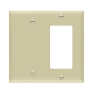 Enerlites 880131-I Combination Two-Gang Wall Plate - Blank and Decorator/GFCI, Ivory