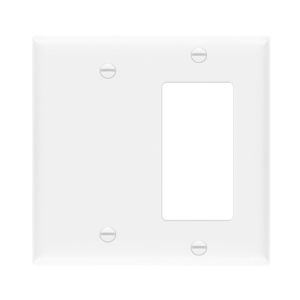 Enerlites 880131-W Combination Two-Gang Wall Plate - Blank and Decorator/GFCI, White