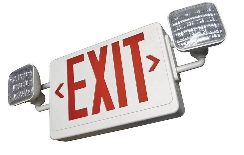 MetroTech MT-LED-EUXTC-2-R-W Red And White Letters LED Emergency Combo Exit Sign