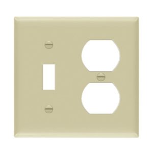 Enerlites 881121-I Combination Two-Gang Wall Plate - Toggle and Duplex Receptacle, Ivory