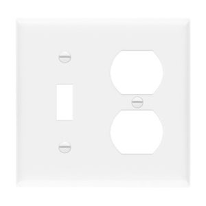 Enerlites 881121-W Combination Two-Gang Wall Plate - Toggle and Duplex Receptacle, White