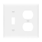 Enerlites 881121M-W Combination Two-Gang Wall Plate - Toggle and Duplex Receptacle, Mid-Size, White