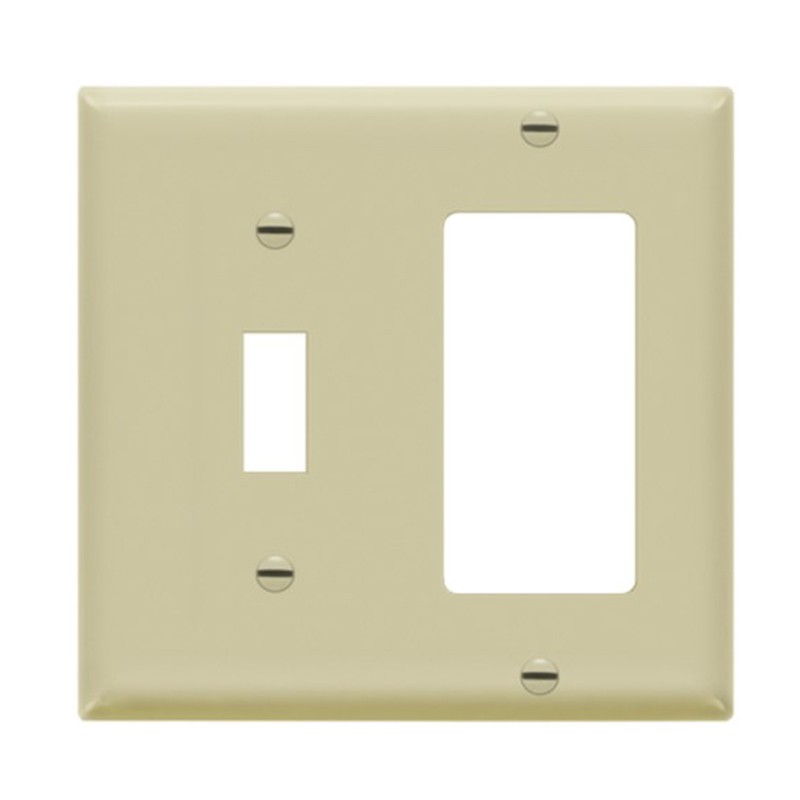 Enerlites 881131-I Combination Two-Gang Wall Plate - Toggle and Decorator/GFCI, Ivory