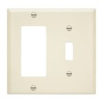Enerlites 881131-LA Combination Two-Gang Wall Plate - Toggle and Decorator/GFCI, Light Almond