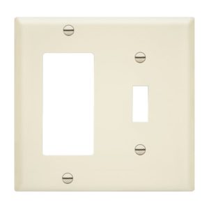 Enerlites 881131-LA Combination Two-Gang Wall Plate - Toggle and Decorator/GFCI, Light Almond