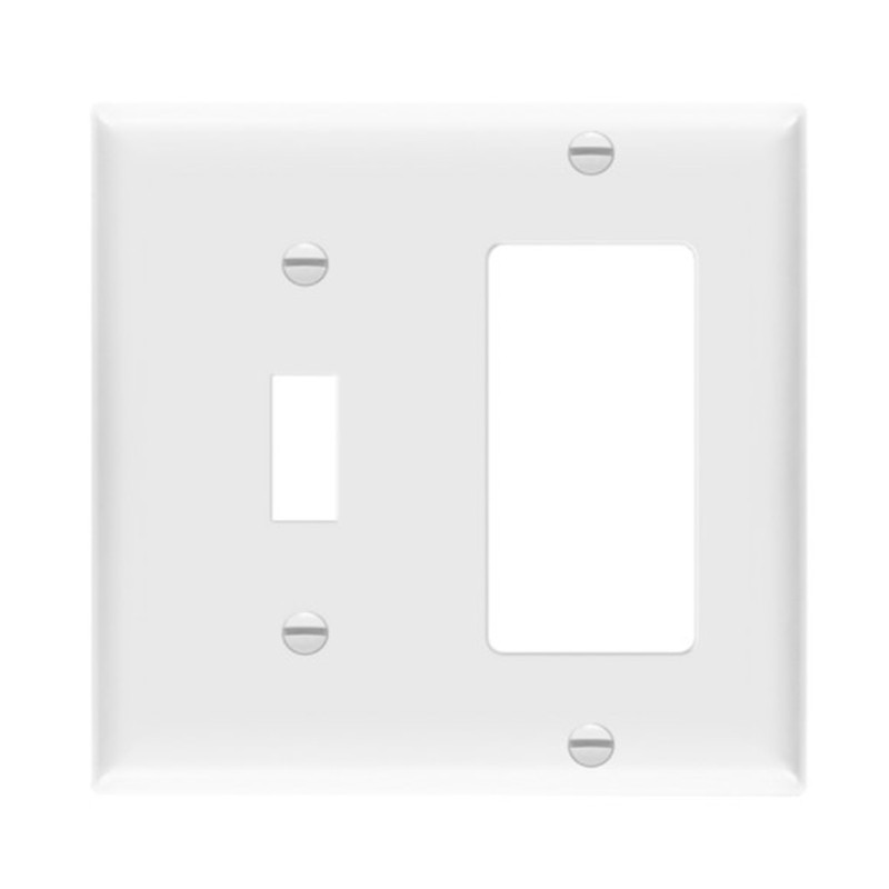 Enerlites 881131M-W Combination Two-Gang Wall Plate - Toggle and Decorator/GFCI, Mid-Size, White