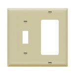 Enerlites 881131M-I Combination Two-Gang Wall Plate - Toggle and Decorator/GFCI, Mid-Size, Ivory