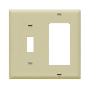 Enerlites 881131M-I Combination Two-Gang Wall Plate - Toggle and Decorator/GFCI, Mid-Size, Ivory