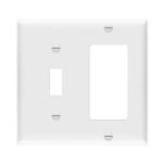 Enerlites 881131-W Combination Two-Gang Wall Plate - Toggle and Decorator/GFCI, White