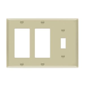 Enerlites 881132-I Combination Three-Gang Wall Plate - Toggle and 2 Decorator/GFCI, Ivory