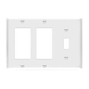 Enerlites 881132-W Combination Three-Gang Wall Plate - Toggle and 2 Decorator/GFCI, White