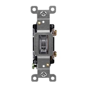 Enerlites 88115L-C Residential Grade 15A Clear Lighted Toggle Switch, Single Pole