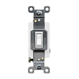 Enerlites 88115L-W Residential Grade 15A Lighted Toggle Switch, Single Pole, White