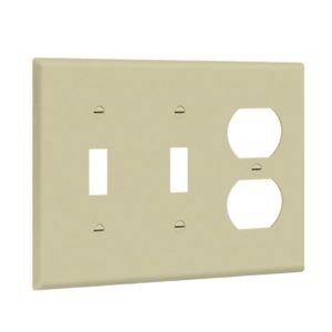 Enerlites 881221-I Combination Three-Gang Wall Plate - 2 Toggles and Duplex Receptacle, Ivory