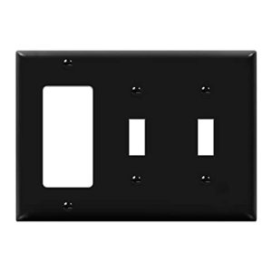 Enerlites 881231-BK Combination Three-Gang Wall Plate - 2 Toggles and Decorator/GFCI, Black