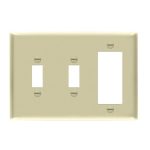 Enerlites 881231-I Combination Three-Gang Wall Plate - 2 Toggles and Decorator/GFCI, Ivory