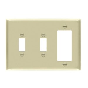 Enerlites 881231-I Combination Three-Gang Wall Plate - 2 Toggles and Decorator/GFCI, Ivory