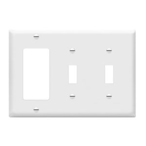 Enerlites 881231-W Combination Three-Gang Wall Plate - 2 Toggles and Decorator/GFCI, White