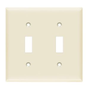 Enerlites 8812M-LA Toggle Switch Two-Gang Wall Plate, Mid-Size, Light Almond