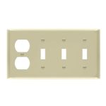 Enerlites 881321-I Combination Four-Gang Wall Plate - 3 Toggles and Duplex Receptacle, Ivory